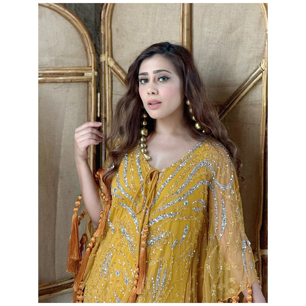 Glamique by Gungun Mustard Kaftan Dress with Inner (Set of 2)