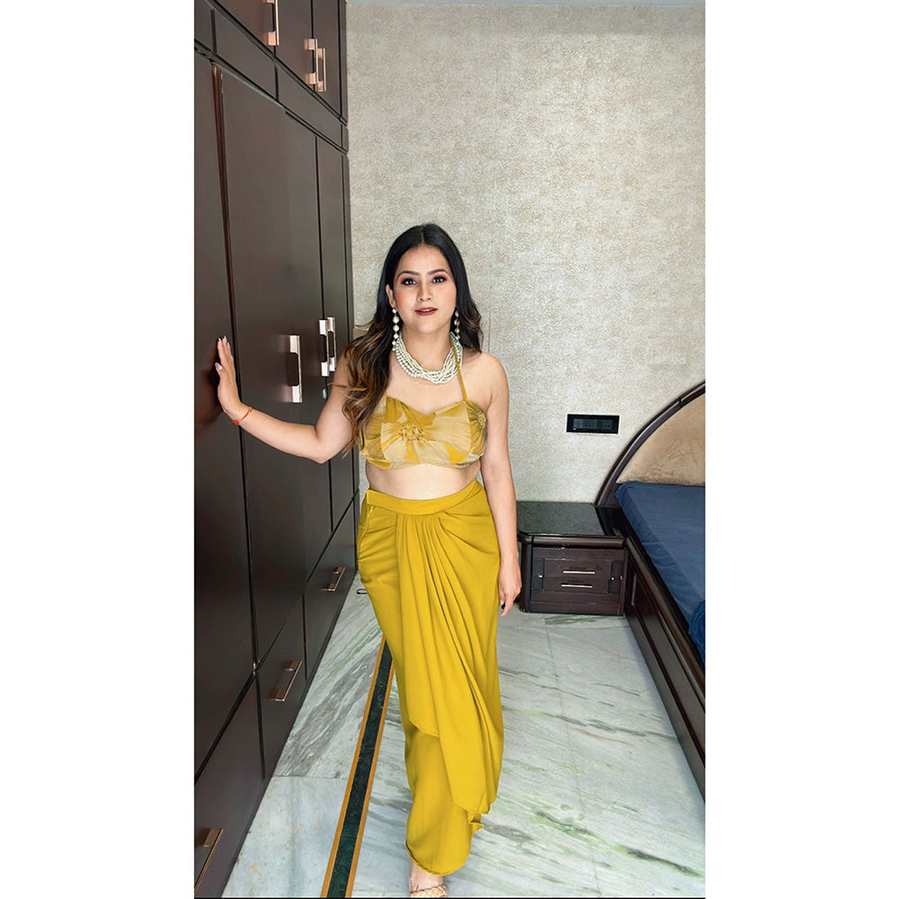 Glamique by Gungun Mustard Cape with Skirt and Blouse (Set of 3)