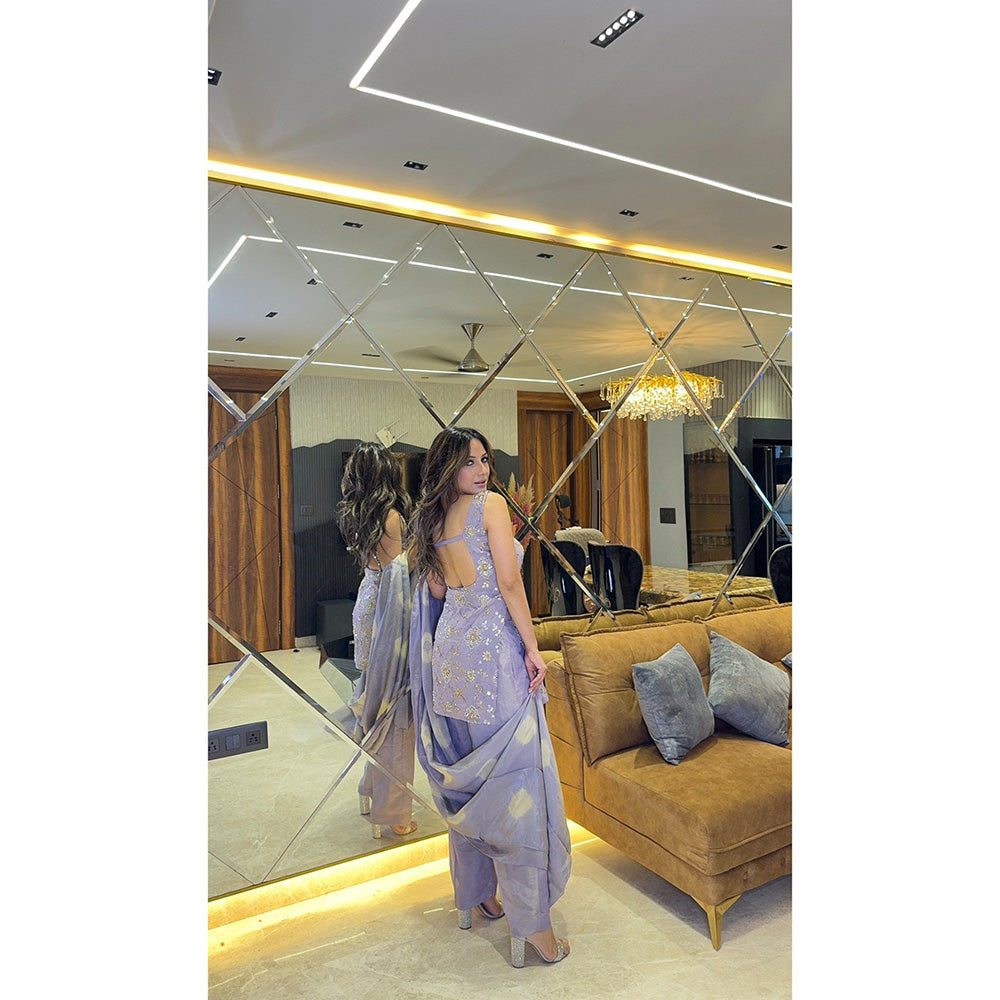 Glamique by Gungun Lavender Women Tissue Kurti with Pant and Dupatta (Set of 3)