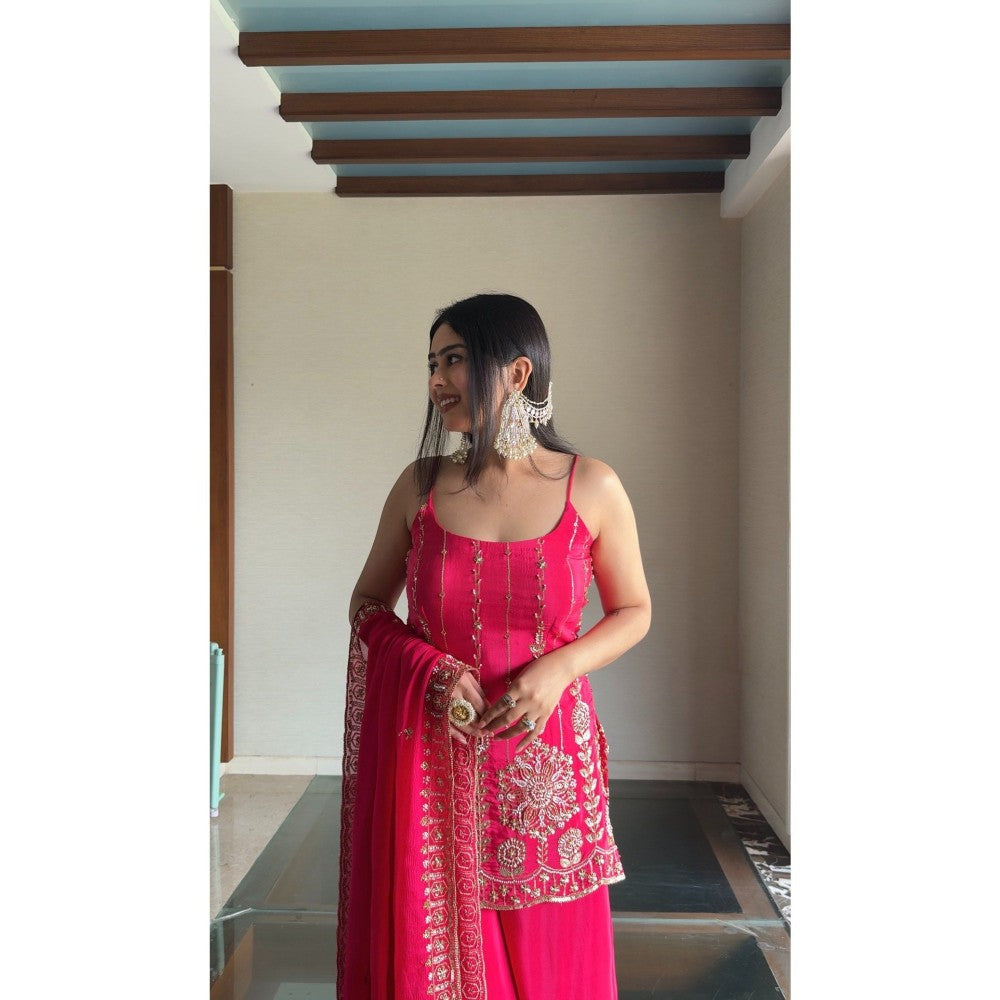Glamique by Gungun Pink Palazzo with Kurti and Dupatta