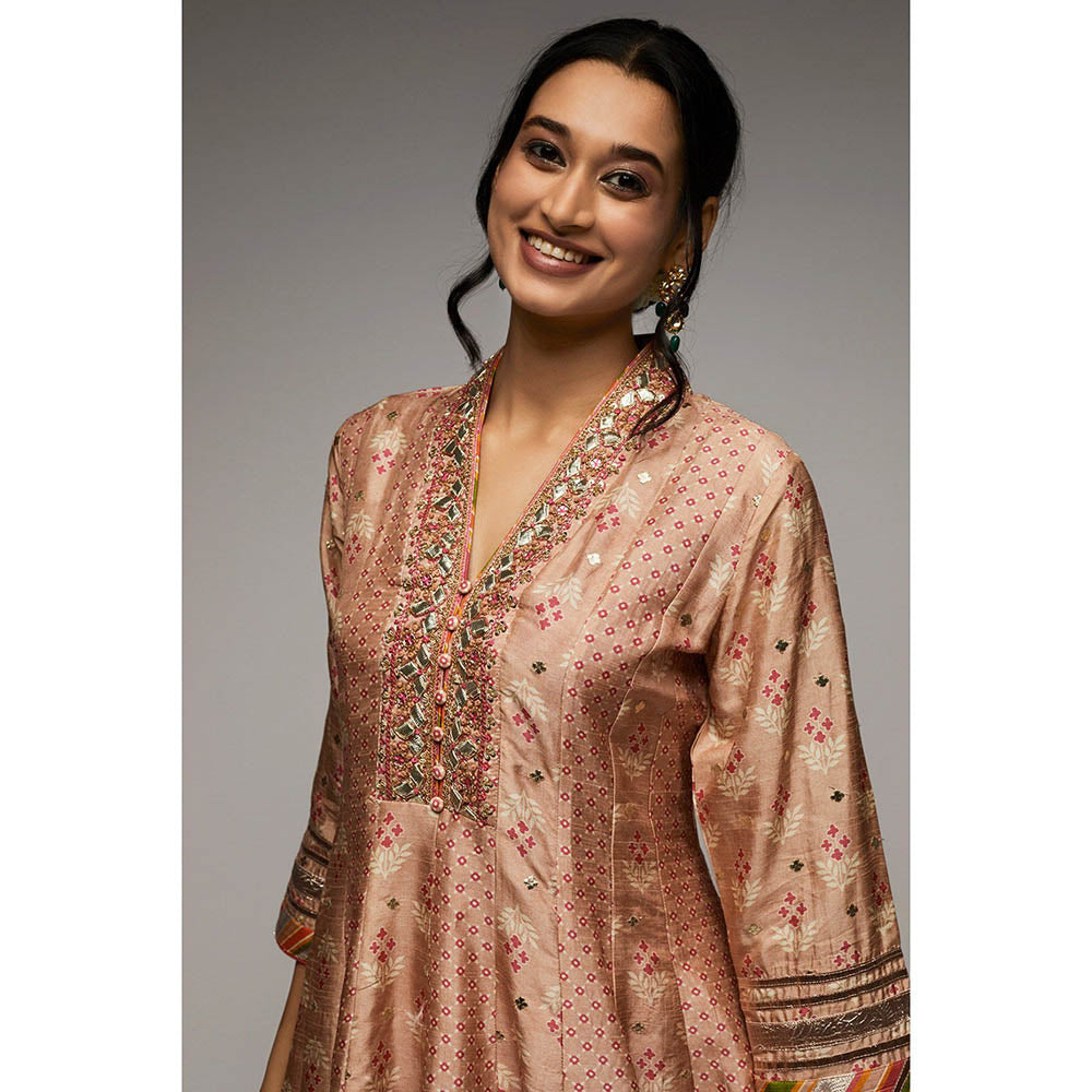 Gopi Vaid Pink Tilla Dhoti (Set of 2)