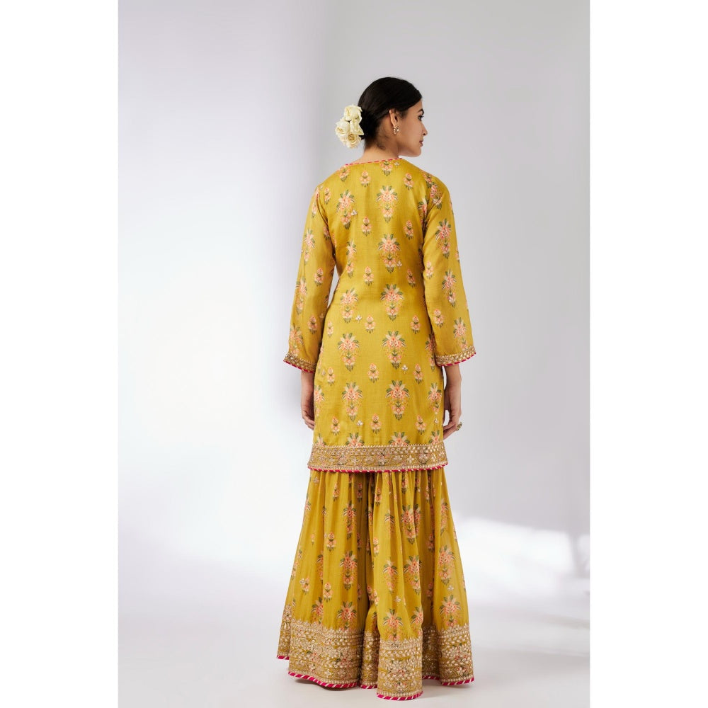 Gopi Vaid Mustard Sadhna Sharara with Kurta and Dupatta (Set of 3)