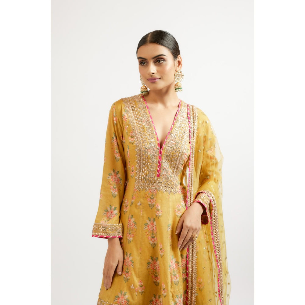 Gopi Vaid Mustard Ekta Dhoti with Kurta and Dupatta (Set of 3)