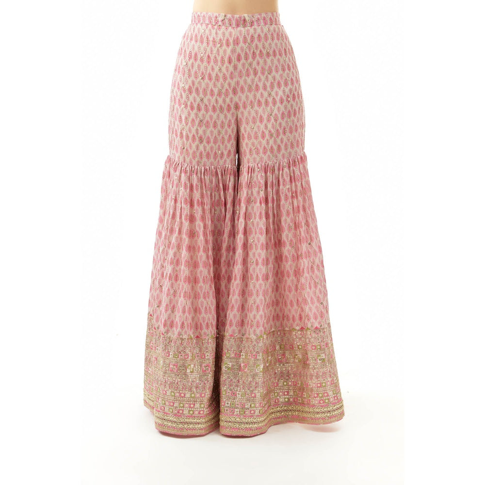 Gopi Vaid Janhavi Kurti with Sharara and Dupatta - Pink