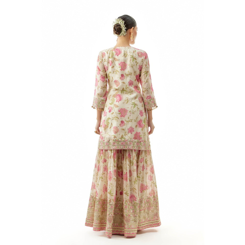 Gopi Vaid Niyati Kurta with Sharara and Dupatta- Ivory