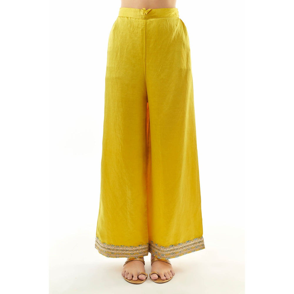 Gopi Vaid Harshika Ag Kurta with Palazzo and Dupatta - Yellow