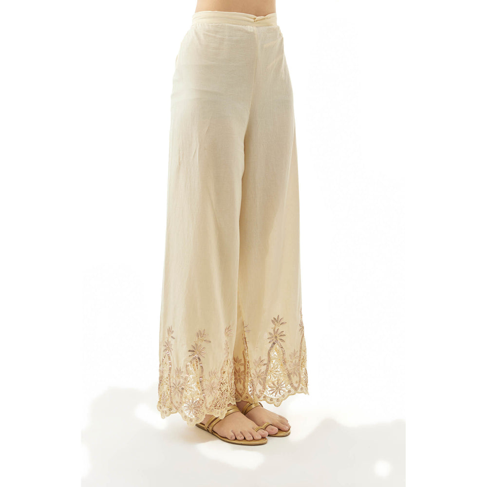 Gopi Vaid Kavya Kurta with Palazzo and Dupatta - Ivory