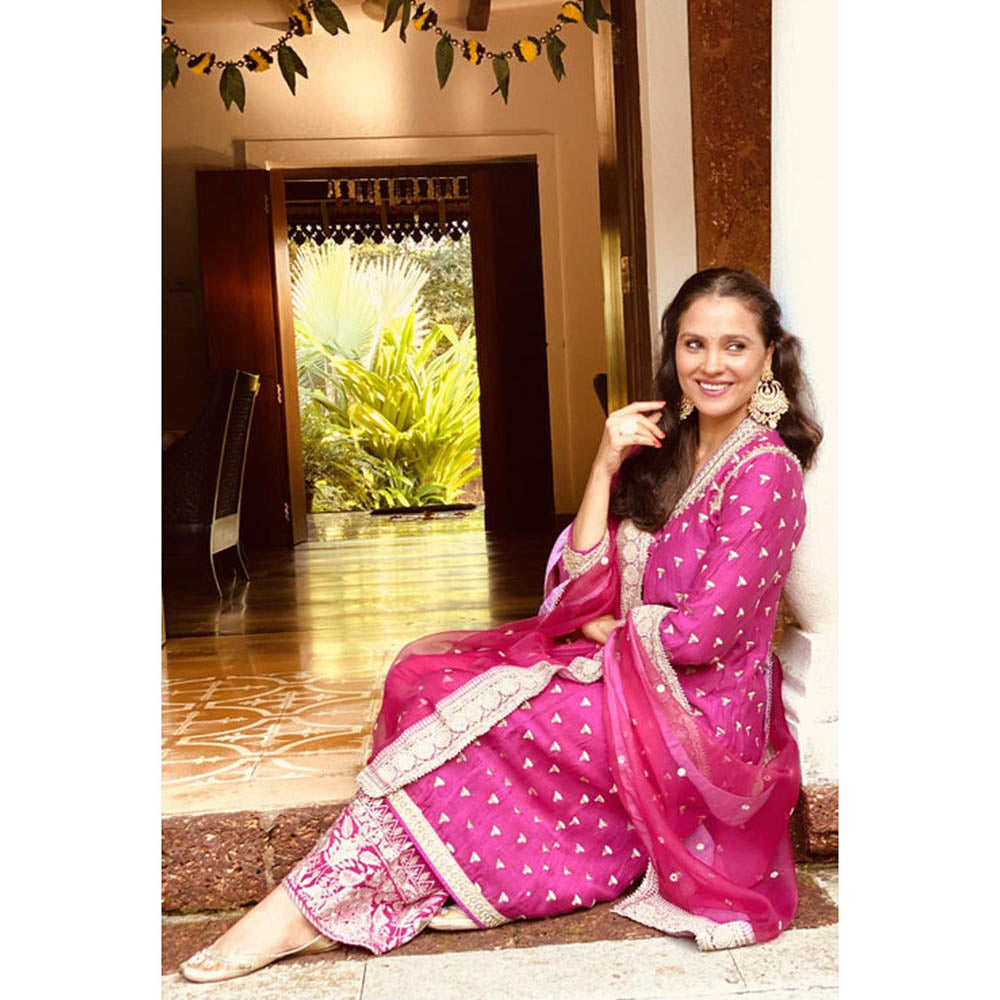Gopi Vaid Meera Jacket Palazzo Set -Lara Dutta