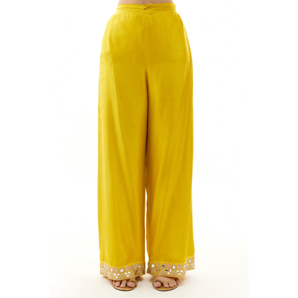 Gopi Vaid Yellow Embroidered Kurta Pants Dupatta