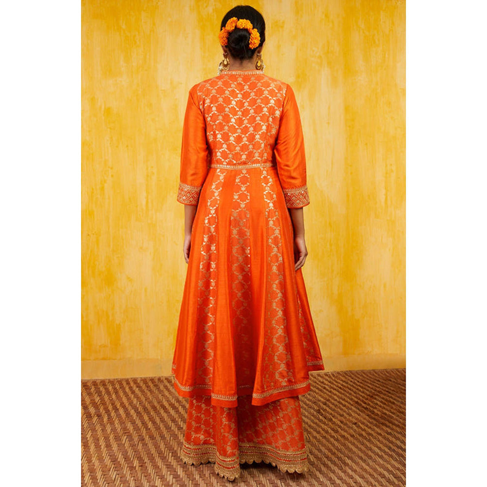Gopi Vaid Marigold Brocade Fo With Sharara