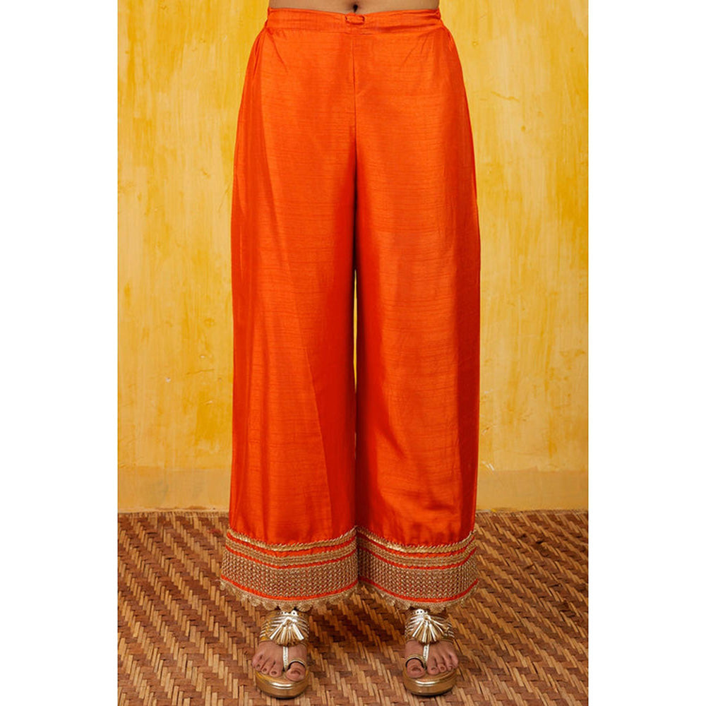 Gopi Vaid Marigold Marodi Embroidered Kaftan Tunic Set
