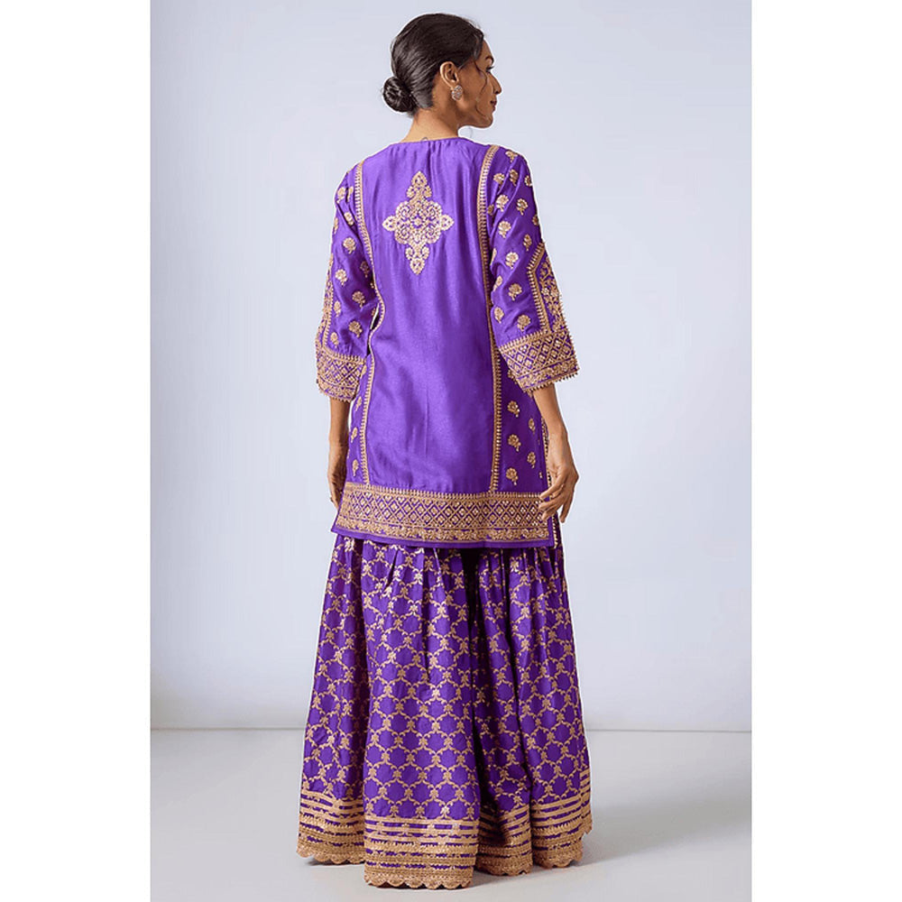 Gopi Vaid Marigold Brocade Short Garara Set