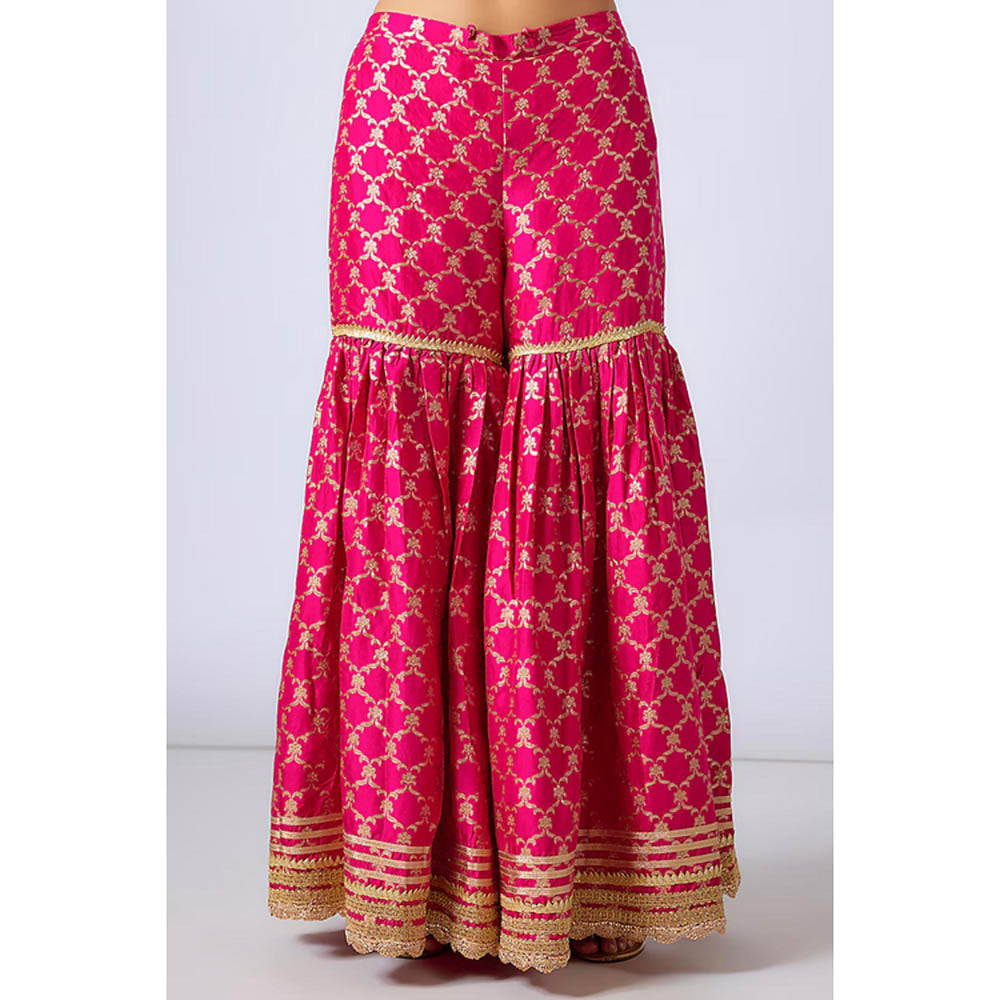Gopi Vaid Marigold Brocade Short Garara Set