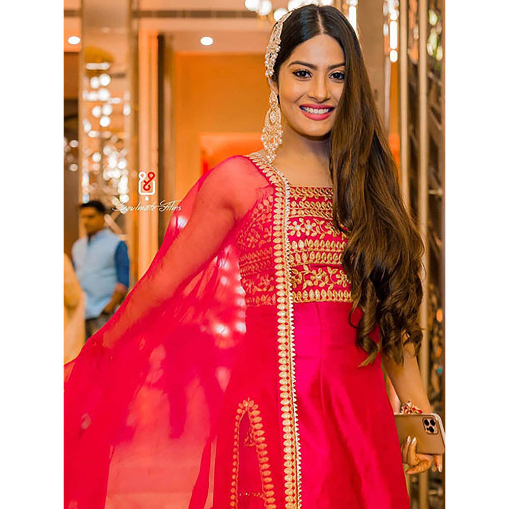 Gopi Vaid Ankita Sharma in Marigold Aarva Strappy Sharara Set