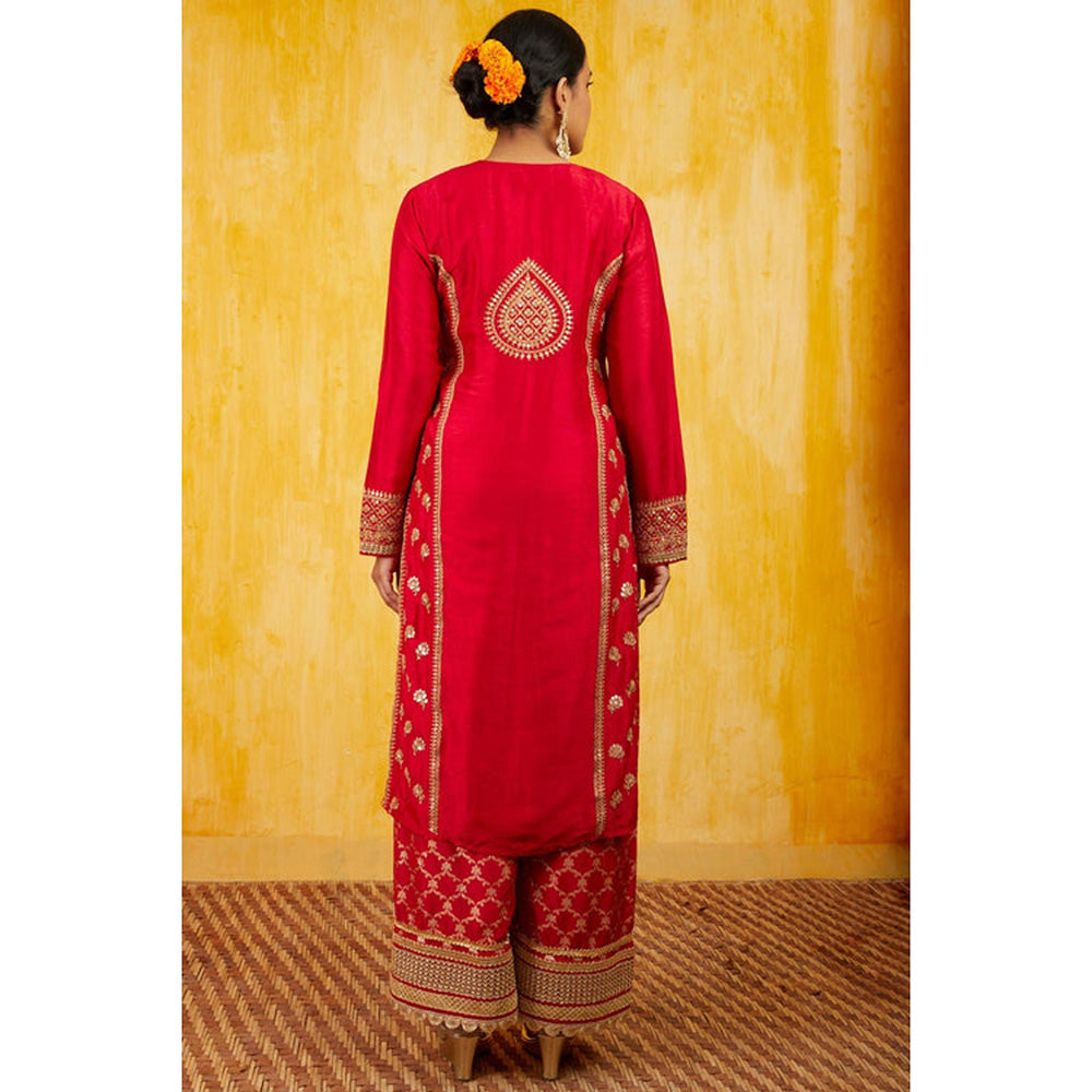 Gopi Vaid Marigold Brocade Tunic Set