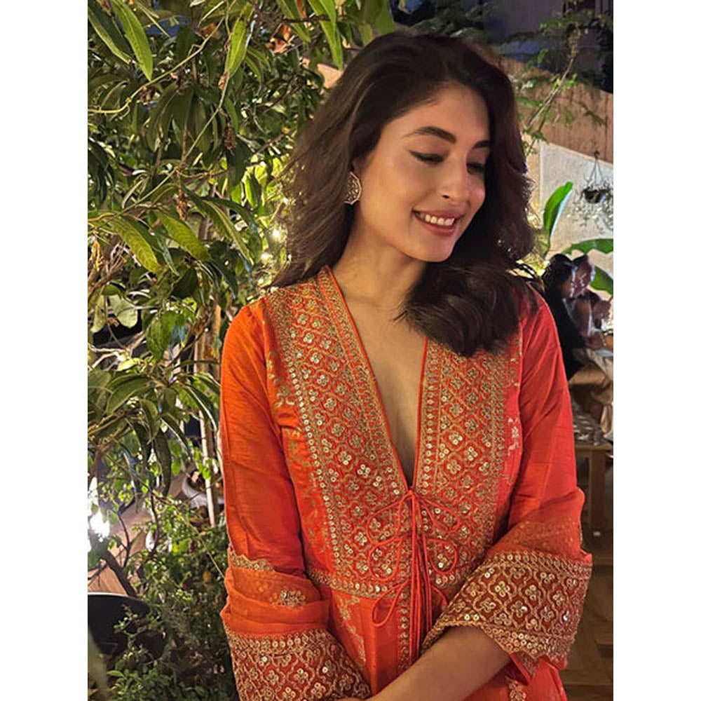 Gopi Vaid Marigold Brocade FO Set with Churidar-Kritika Kamra