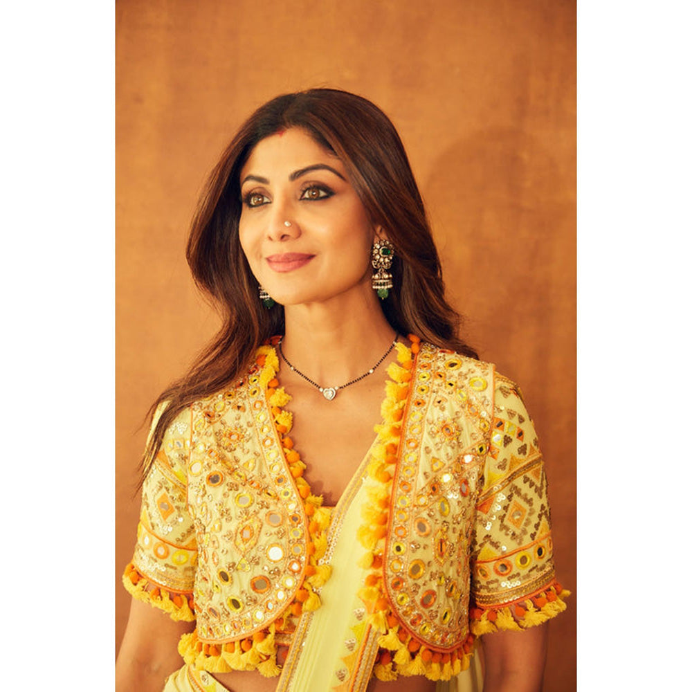Gopi Vaid Shilpa Shetty Saree with Stitched Blouse and Bandi Jacket