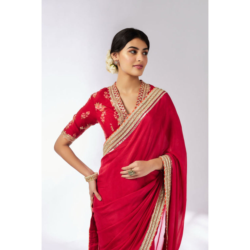Gopi Vaid Anisha Saree with Stitched Blouse and Petticoat