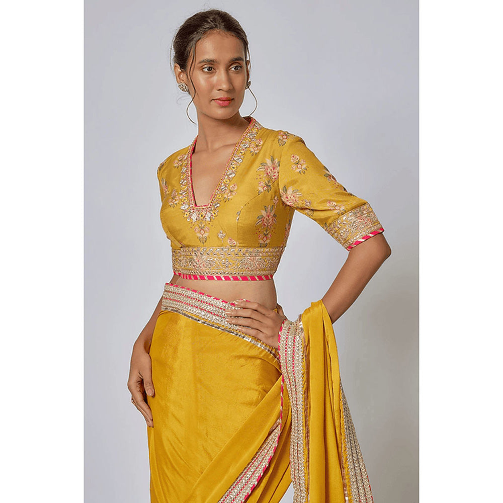 Gopi Vaid Anisha Saree with Stitched Blouse and Petticoat
