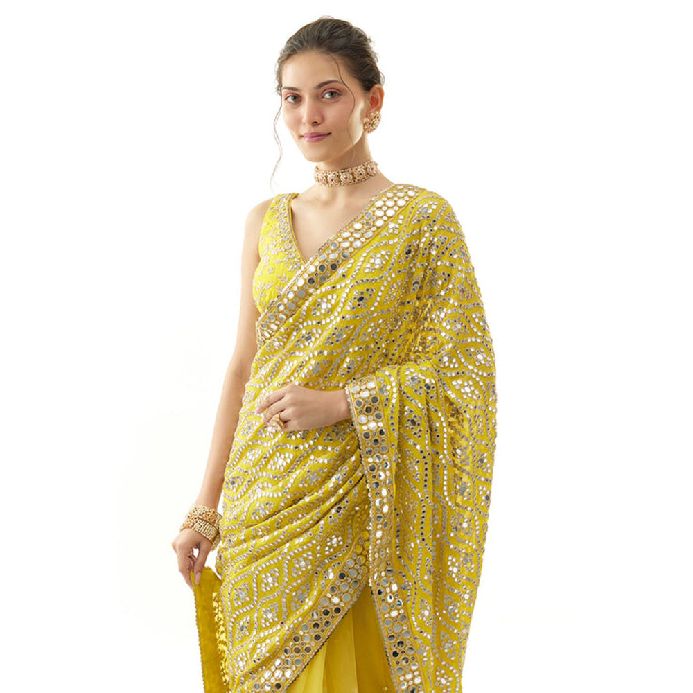 Gopi Vaid Mirai Saree with Stitched Blouse