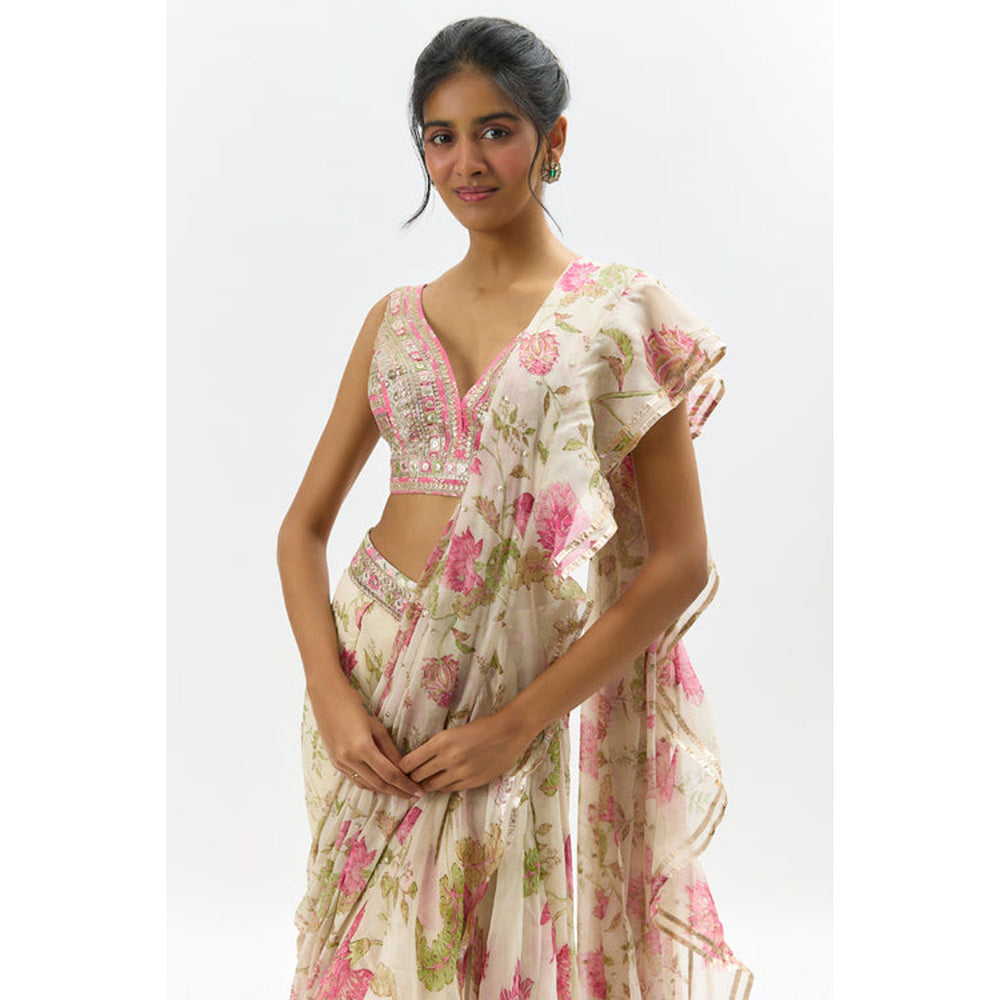 Gopi Vaid Akshata Saree with Stitched Blouse