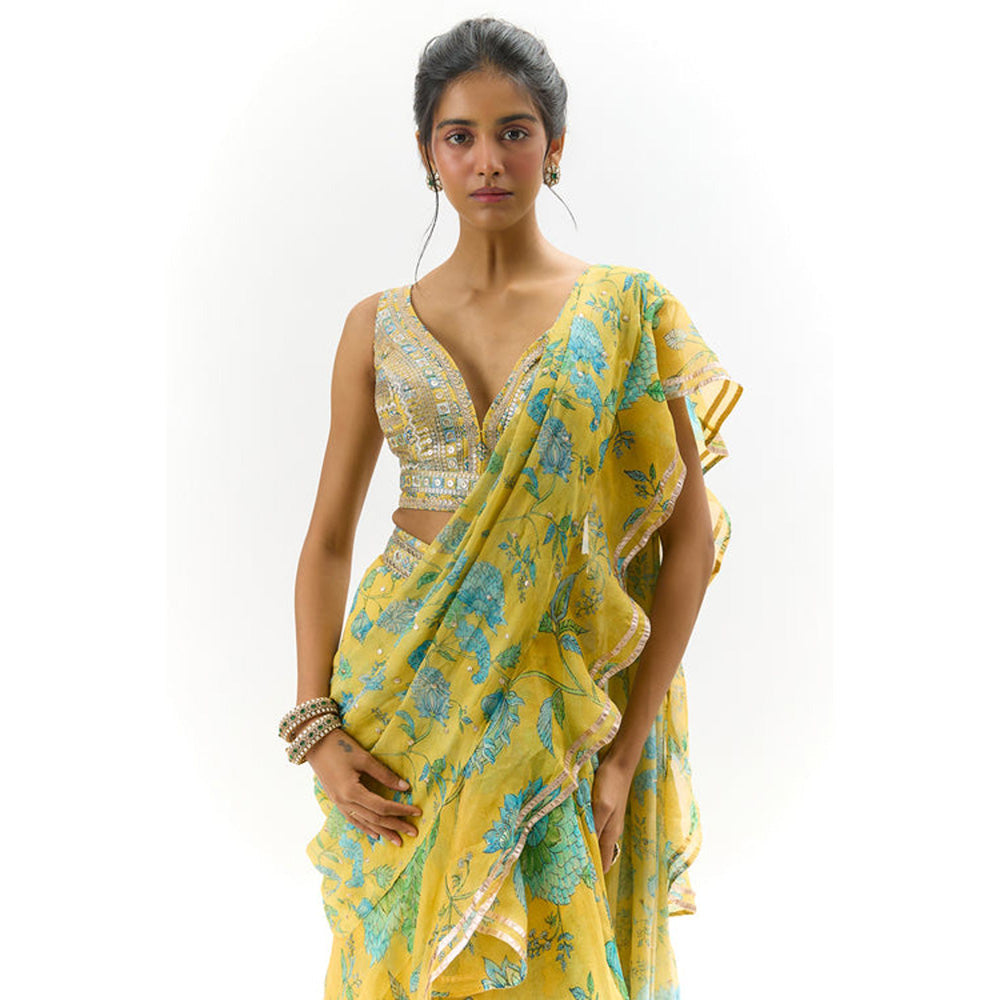 Gopi Vaid Akshata Saree with Stitched Blouse