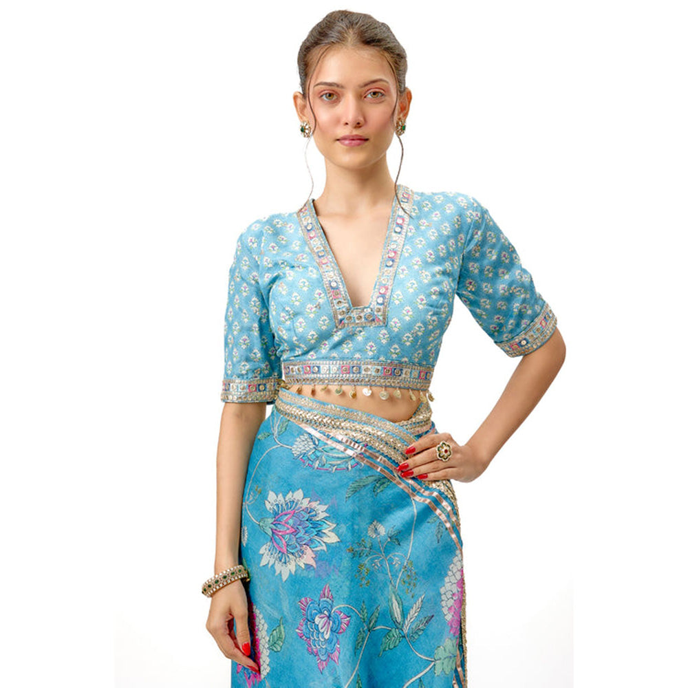 Gopi Vaid Aavika Saree with Stitched Blouse and Petticoat