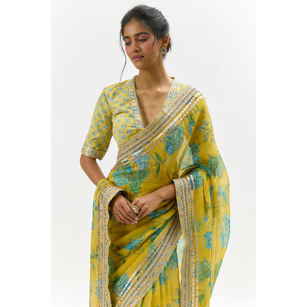 Gopi Vaid Aavika Saree with Stitched Blouse and Petticoat
