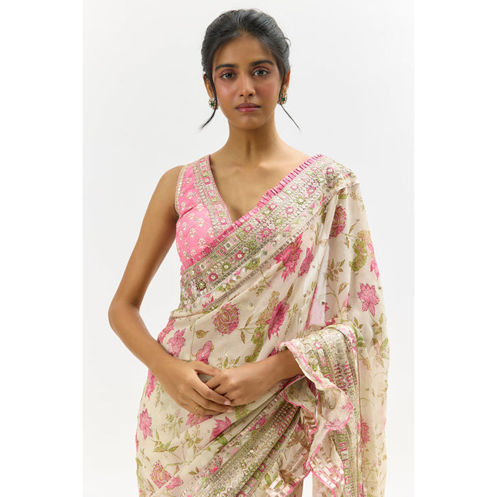 Gopi Vaid Aanchal Saree with Stitched Blouse and Petticoat