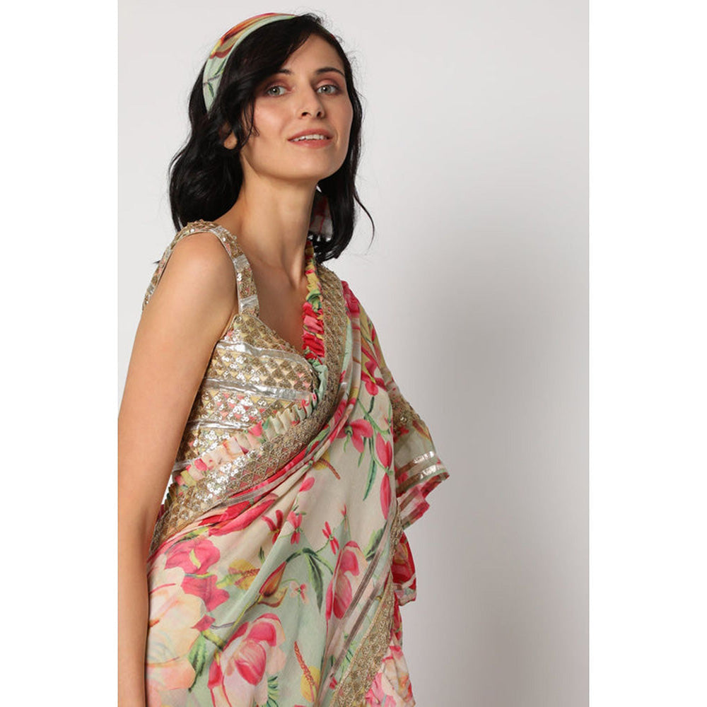 Gopi Vaid Prerna Mehra In Khushi Frill Saree with Stitched Blouse