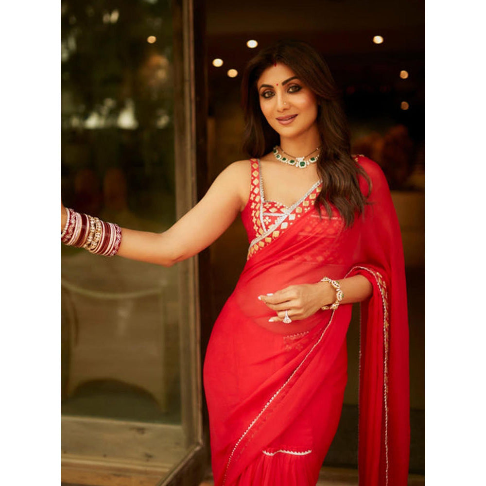 Gopi Vaid Shilpa Saree with Stitched Blouse