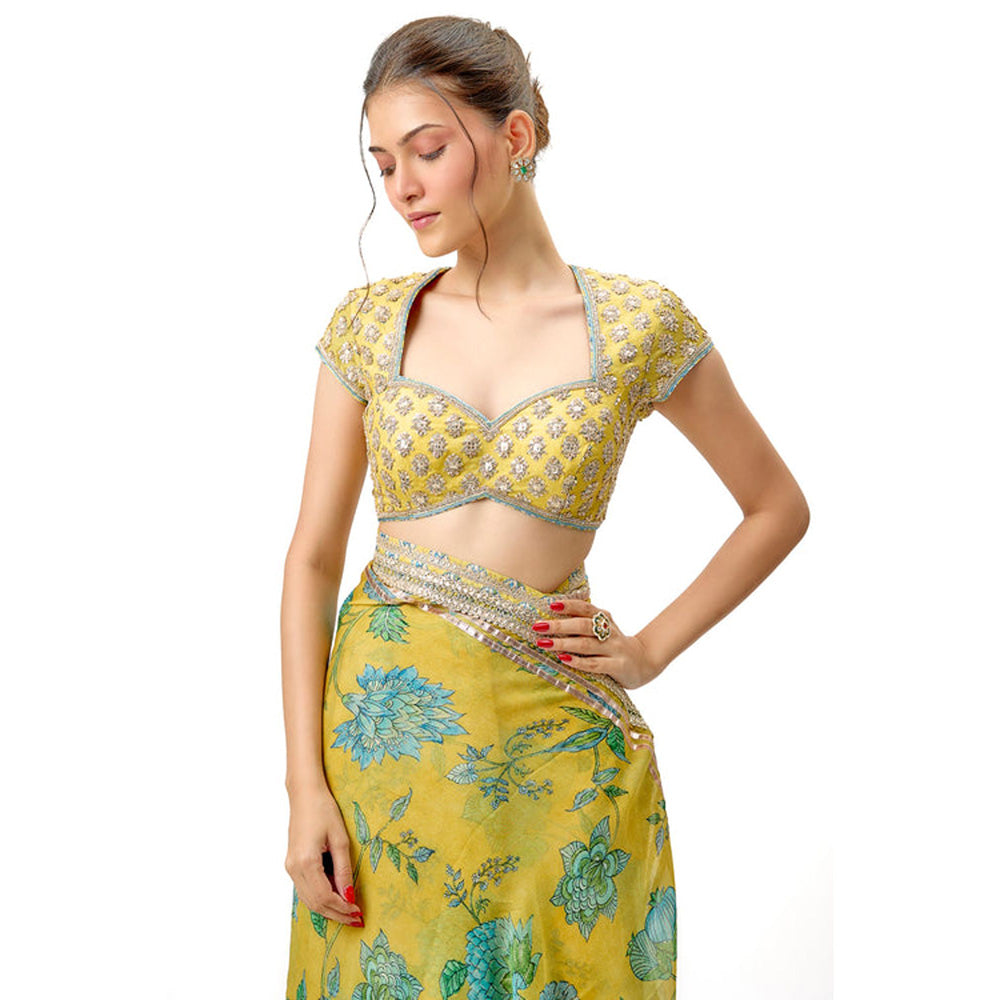 Gopi Vaid Siddhi Saree with Stitched Blouse and Petticoat