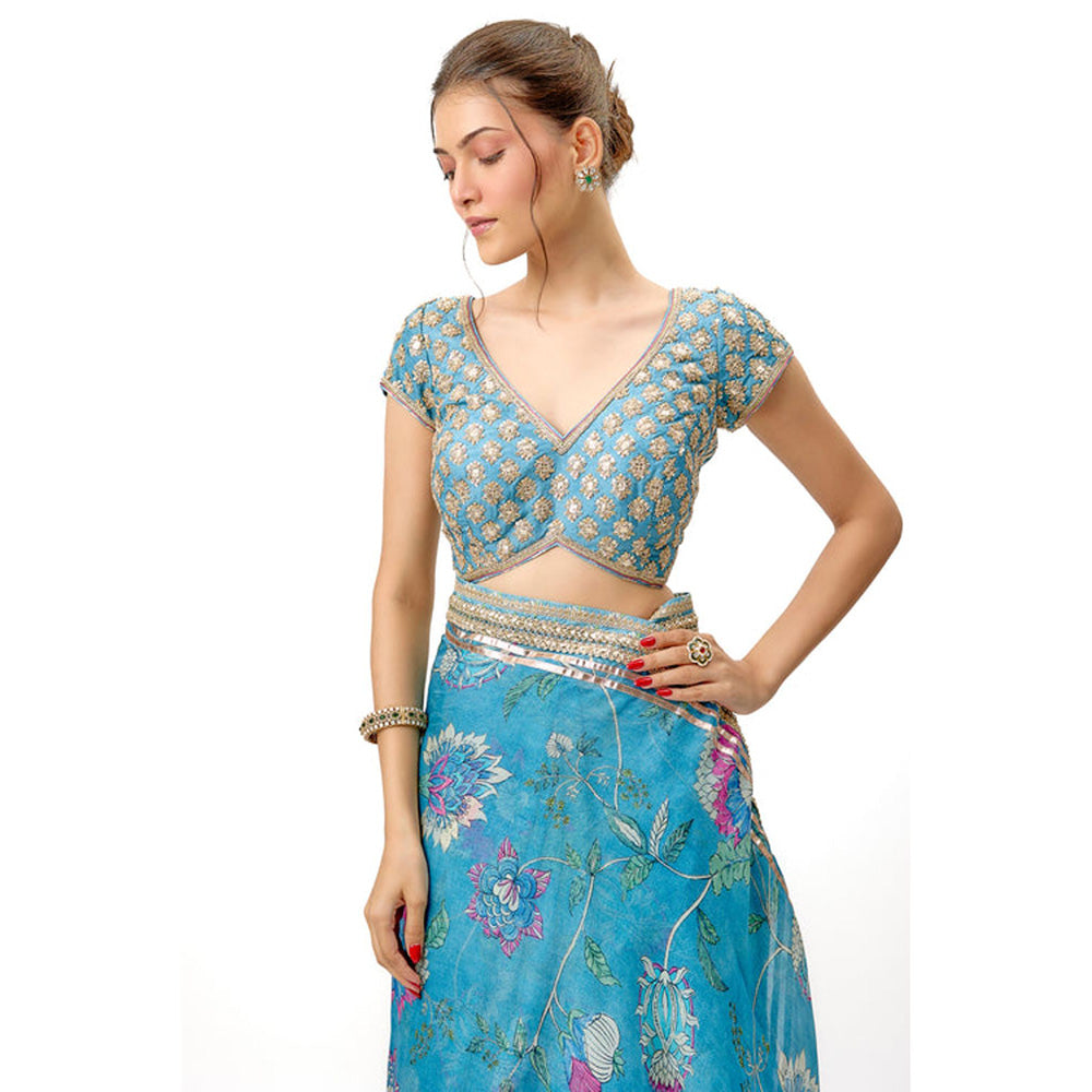 Gopi Vaid Siddhi Saree with Stitched Blouse and Petticoat