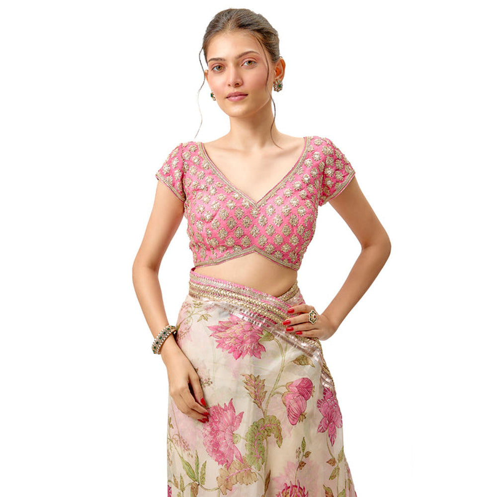 Gopi Vaid Siddhi Saree with Stitched Blouse and Petticoat