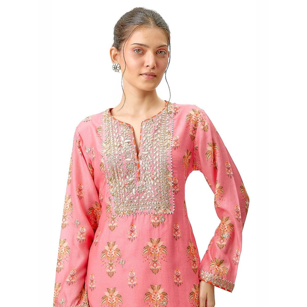 Gopi Vaid Neha Pink Embroidery Kurta