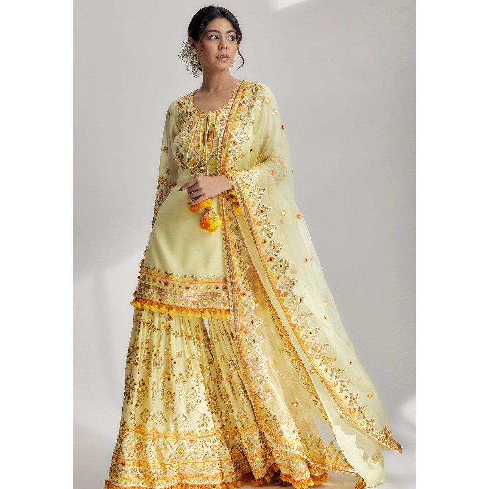 Gopi Vaid Friya Yellow Kurta with Sharara and Dupatta