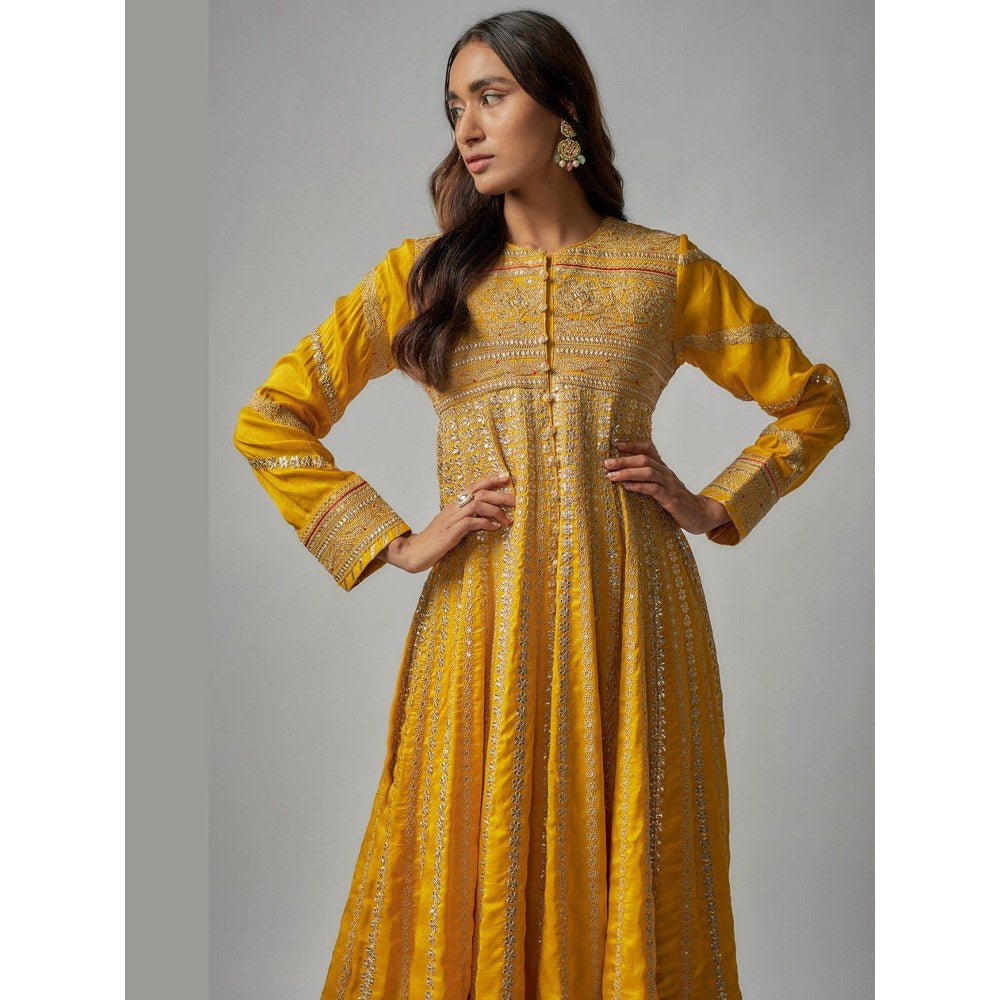 Gopi Vaid Golconda Suhana Mustard Anarkali Kurta with Palazzo