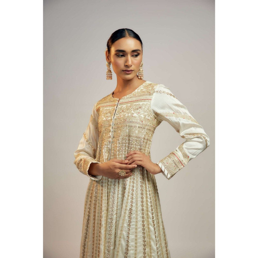 Gopi Vaid Golconda Suhana White Anarkali Kurta with Palazzo