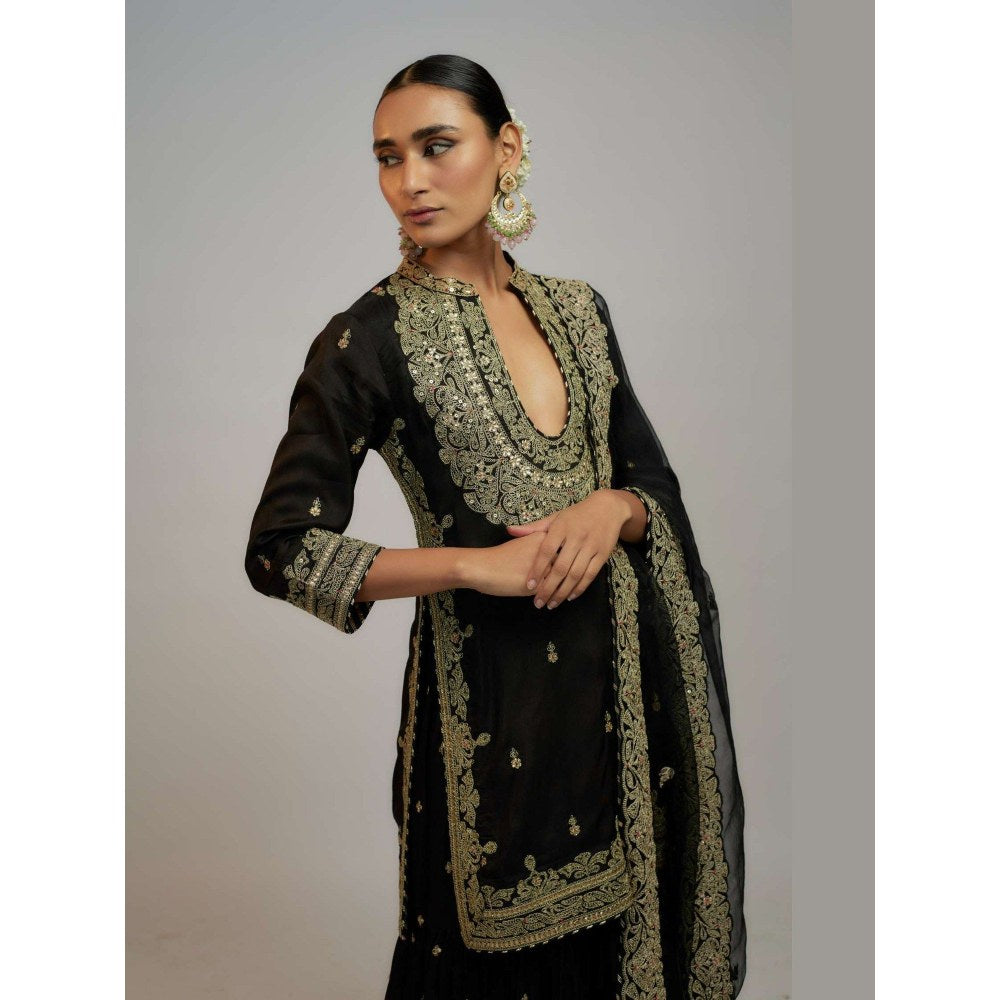 Gopi Vaid Radhika Madan In Golconda Shiddat Black Kurta with Sharara and Dupatta