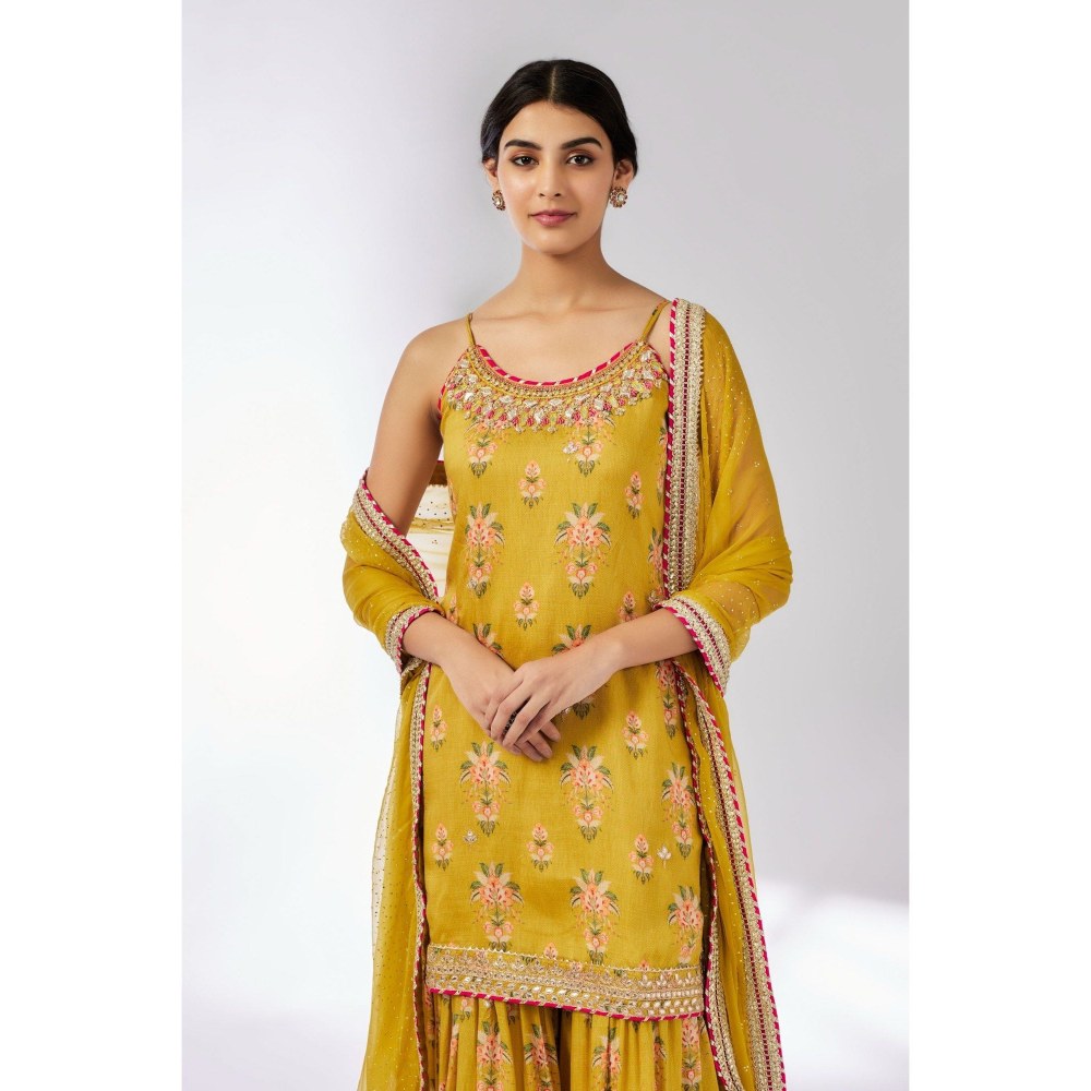 Gopi Vaid Advika Mustard Kurta with Sharara and Dupatta