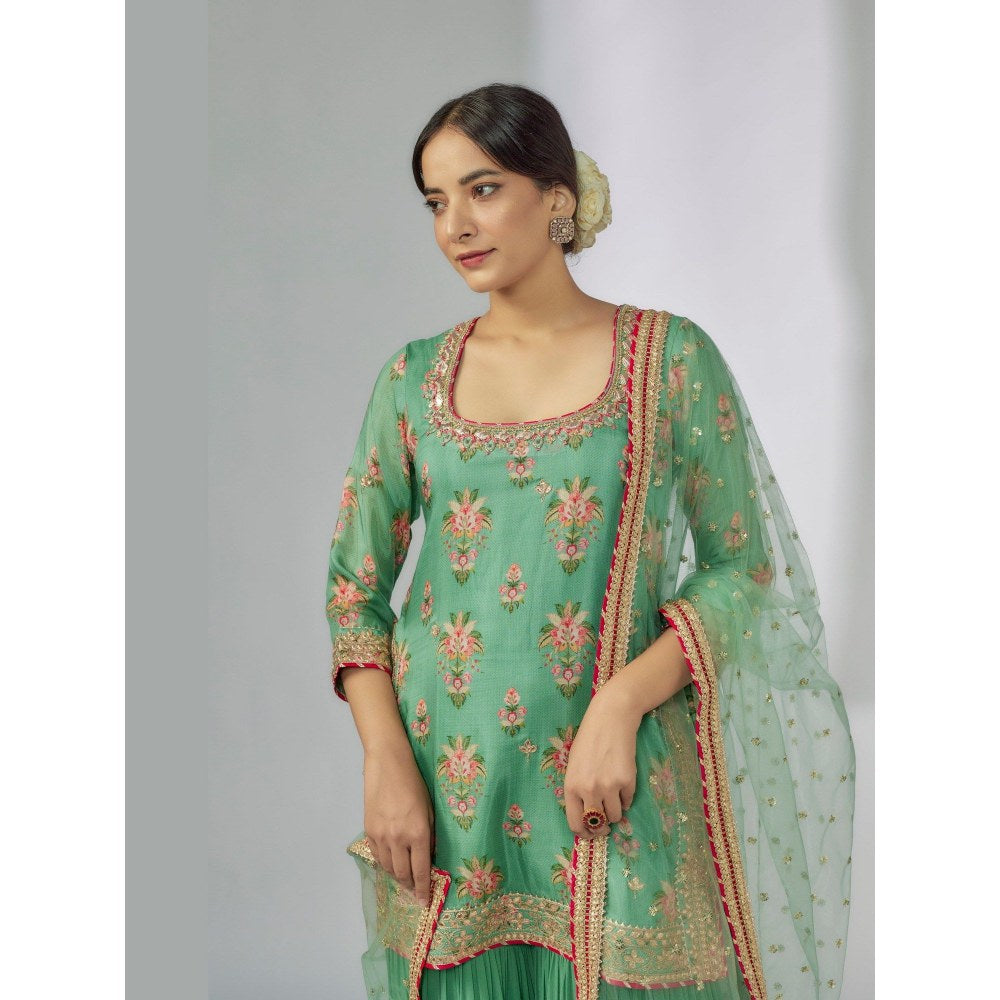 Gopi Vaid Urja Green Kurta with Sharara and Dupatta