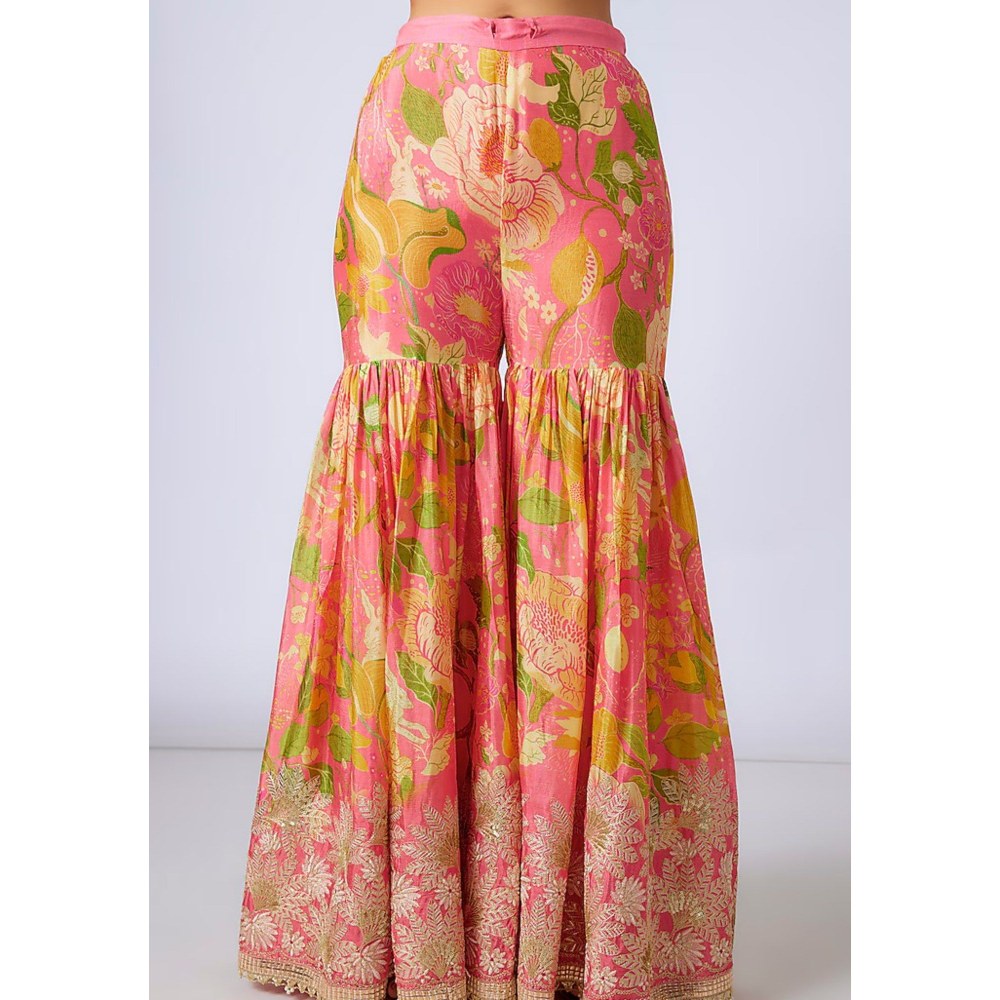 Gopi Vaid Nalini Pink Top with Sharara