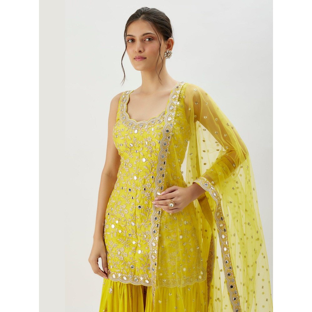Gopi Vaid Soneera Yellow Kurta with Sharara and Dupatta