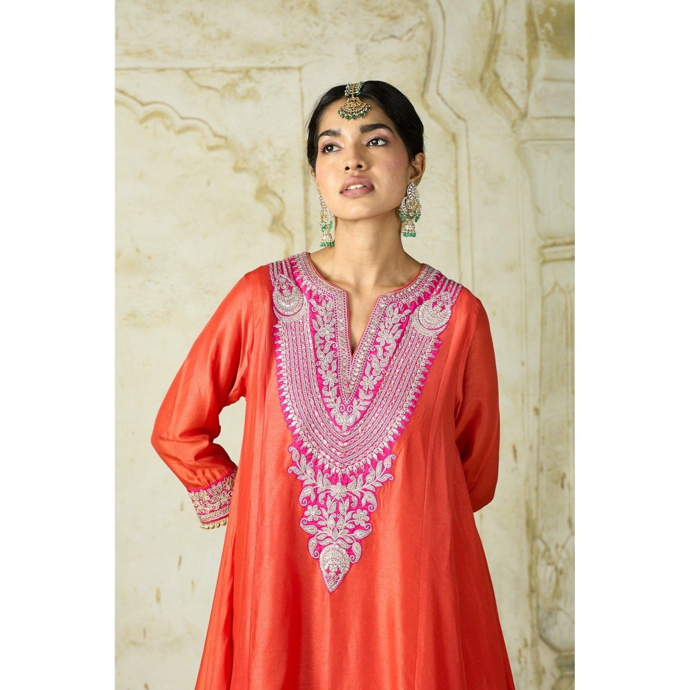 Gopi Vaid Nadia Orange Kurta with Salwar