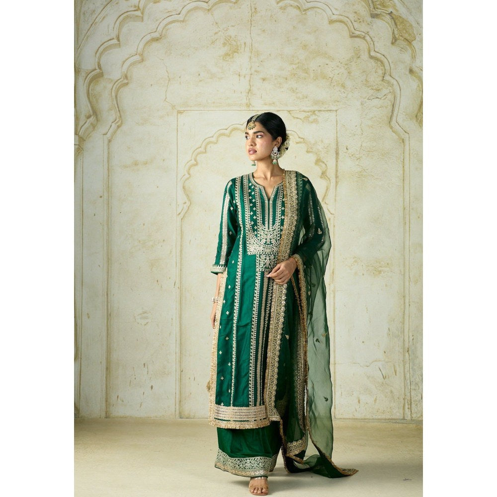 Gopi Vaid Lakshmi Green Kurta with Palazzo and Dupatta