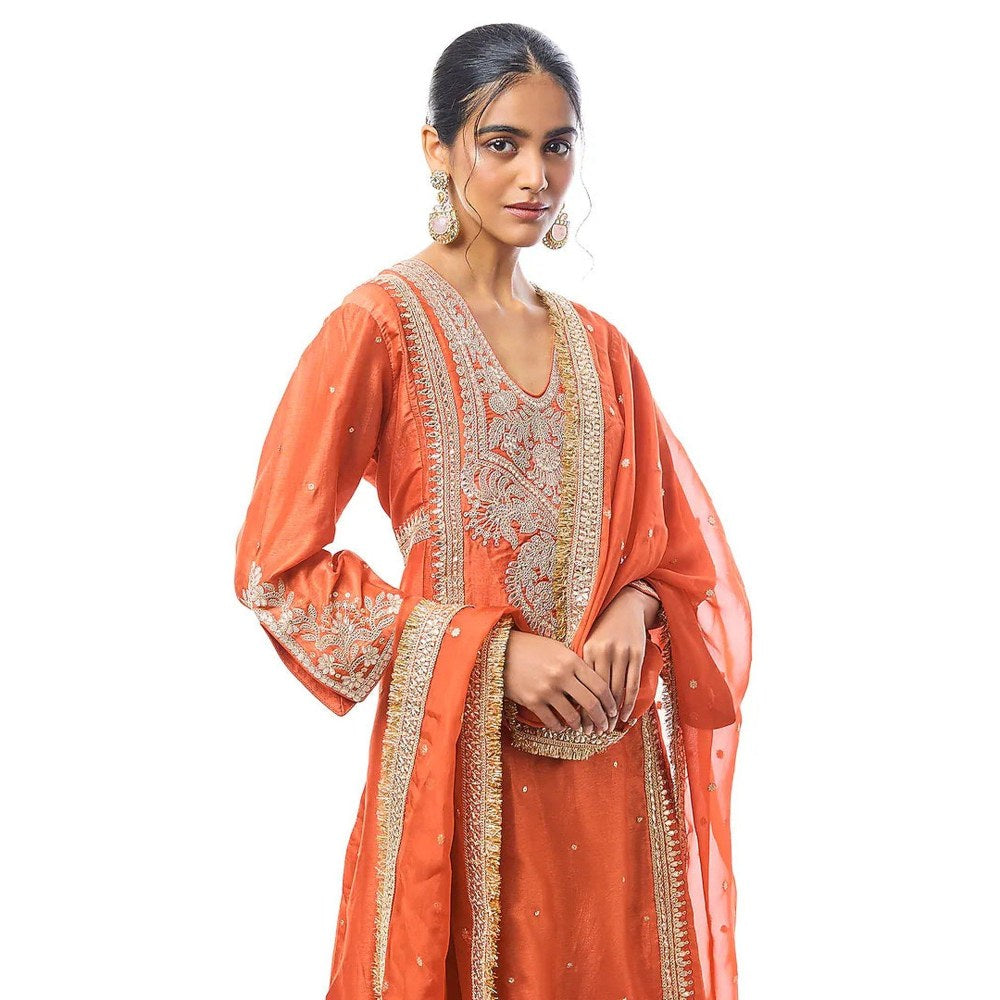 Gopi Vaid Alizeh Orange Kurta with Palazzo and Dupatta