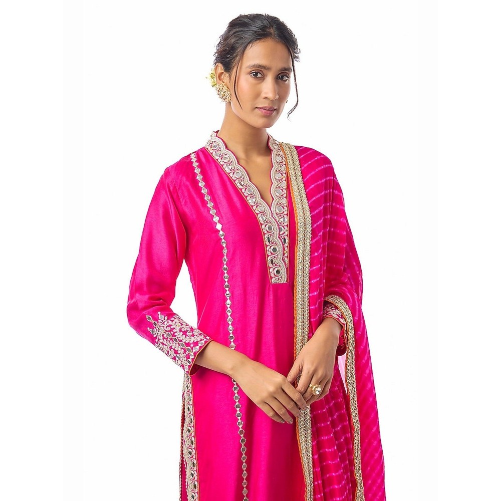 Gopi Vaid Kayra Pink Kurta with Palazzo and Dupatta