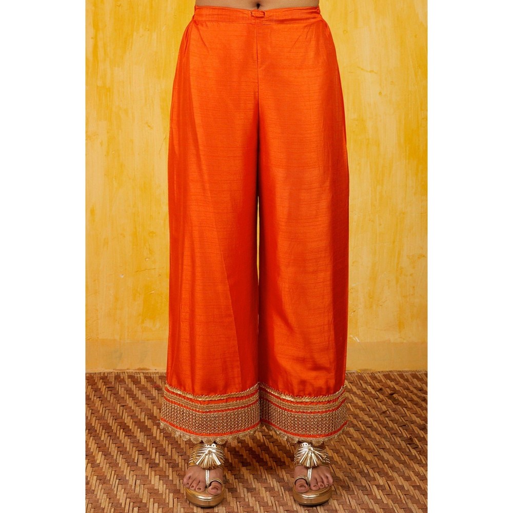 Gopi Vaid Marigold Marodi Embroidered Orange Kurta with Pant
