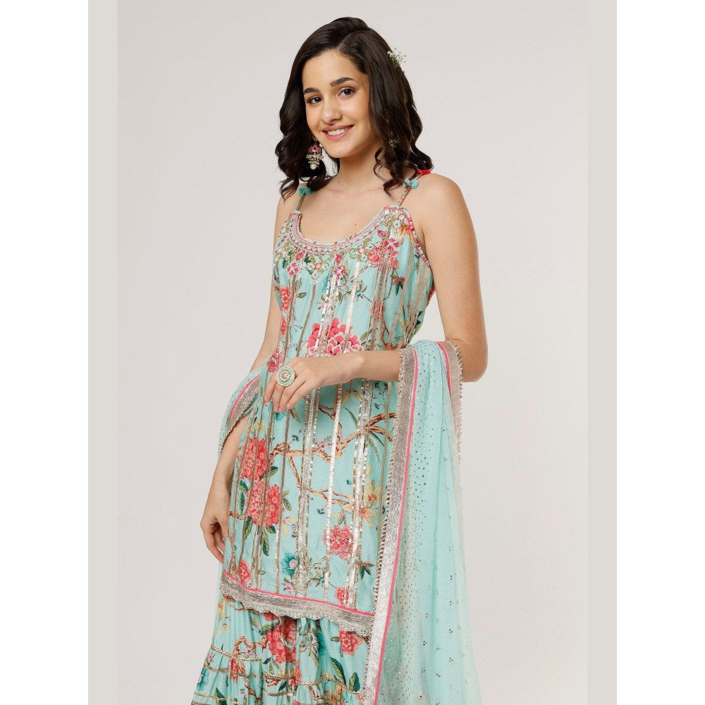 Gopi Vaid Kahini Blue Kurta with Sharara and Dupatta