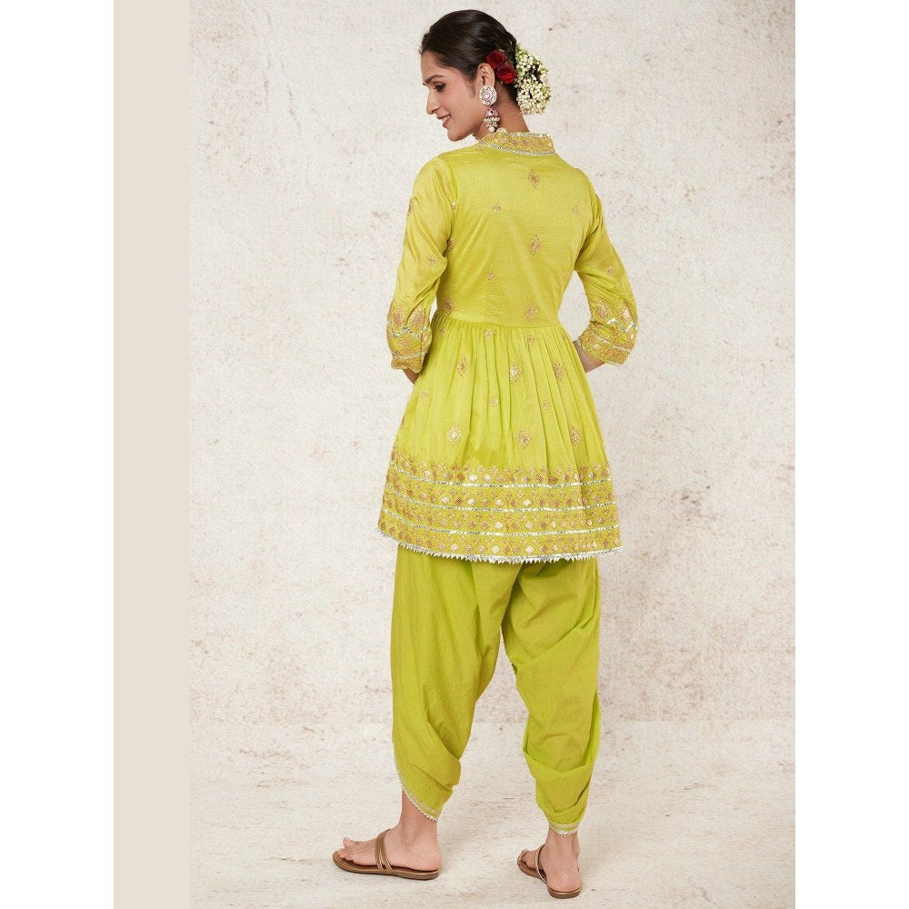 Gopi Vaid Punam Peplum Yellow Top with Dhoti